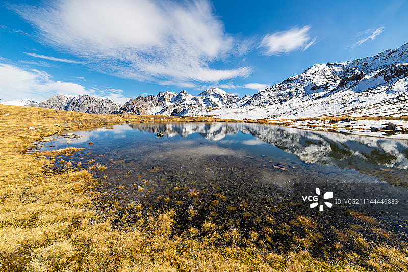 秋季高山蓝色湖泊图片素材