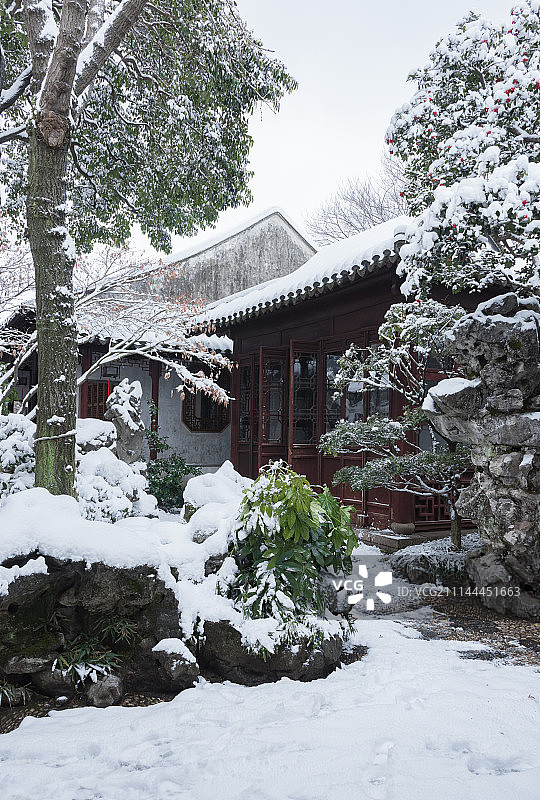 苏州耦园雪景风光图片素材
