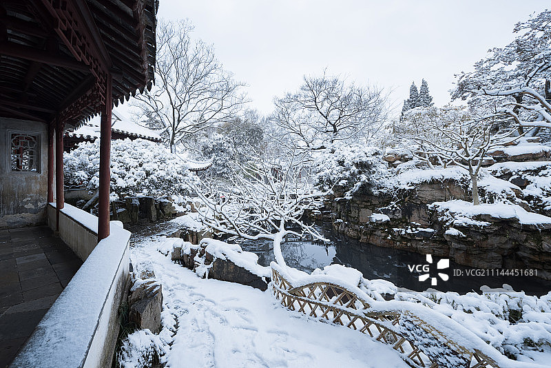 苏州耦园雪景风光图片素材