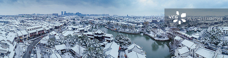 苏州古城雪景航拍图片素材