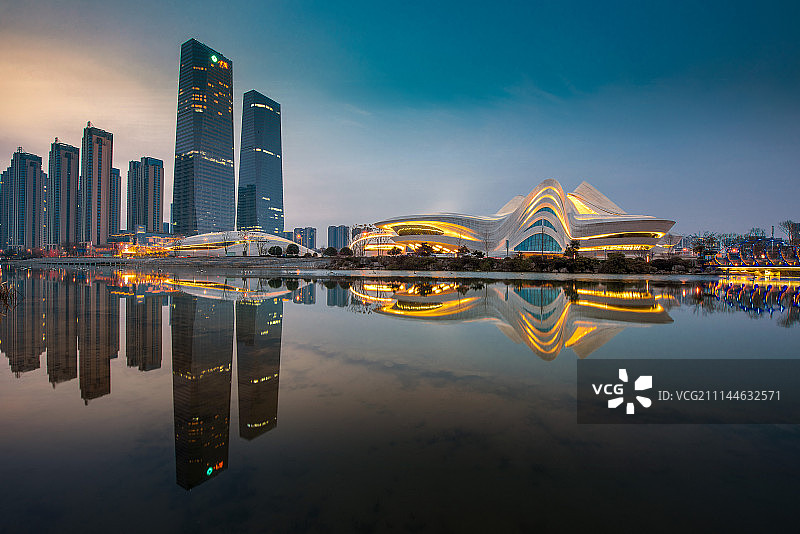 长沙市梅溪湖城市风光图片素材