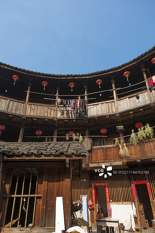 亚洲,中国,福建省,田螺坑土楼群,福建土楼图片素材