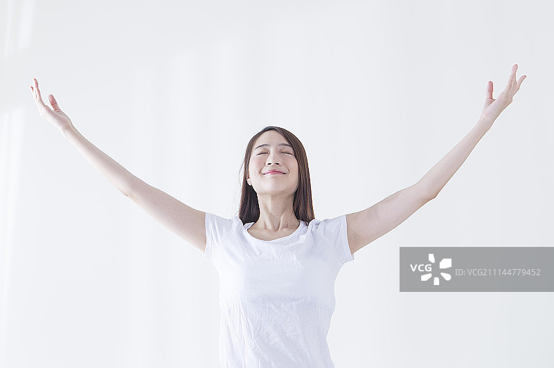 女性,深呼吸,伸展图片素材