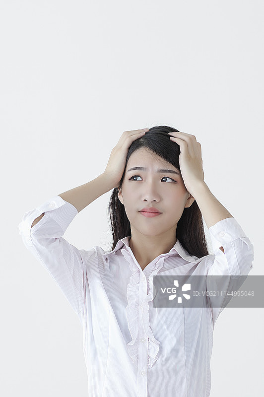 办公女性,头痛图片素材