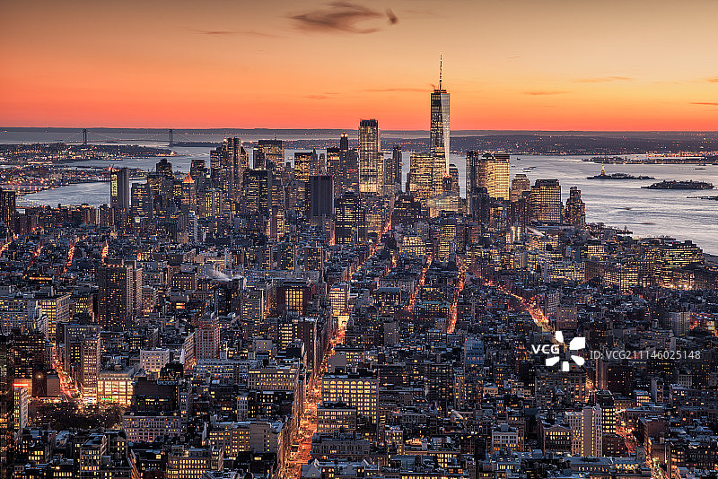 美国纽约曼哈顿城市夜景图片素材