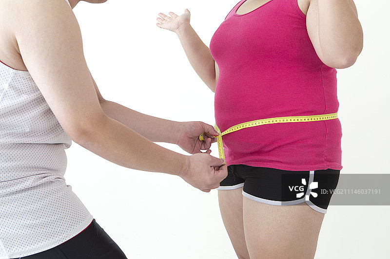 女性,男性,肥胖,测量,腰围图片素材