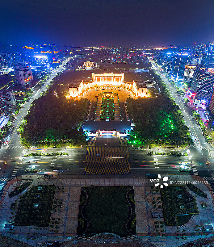 惠州市政府航拍夜景图片素材