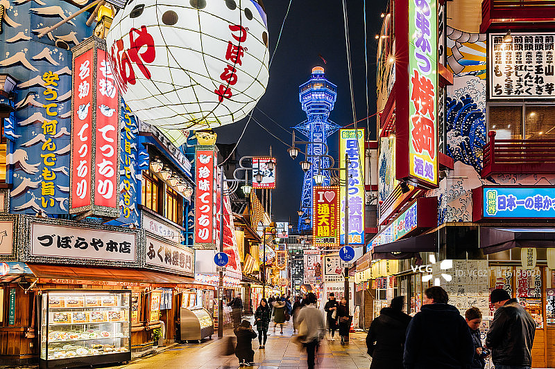 日本大阪通天阁街道图片素材