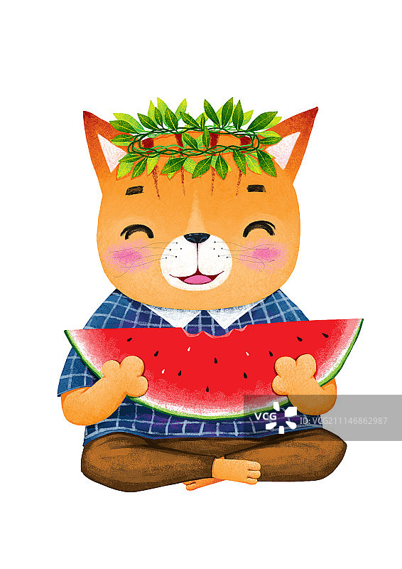 背景分离动物组图共3000多幅-猫吃西瓜图片素材