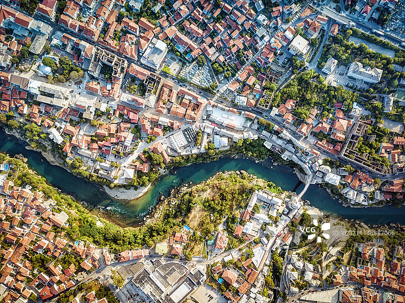 波斯尼亚和黑塞哥维那莫斯塔尔无人机航拍图片素材