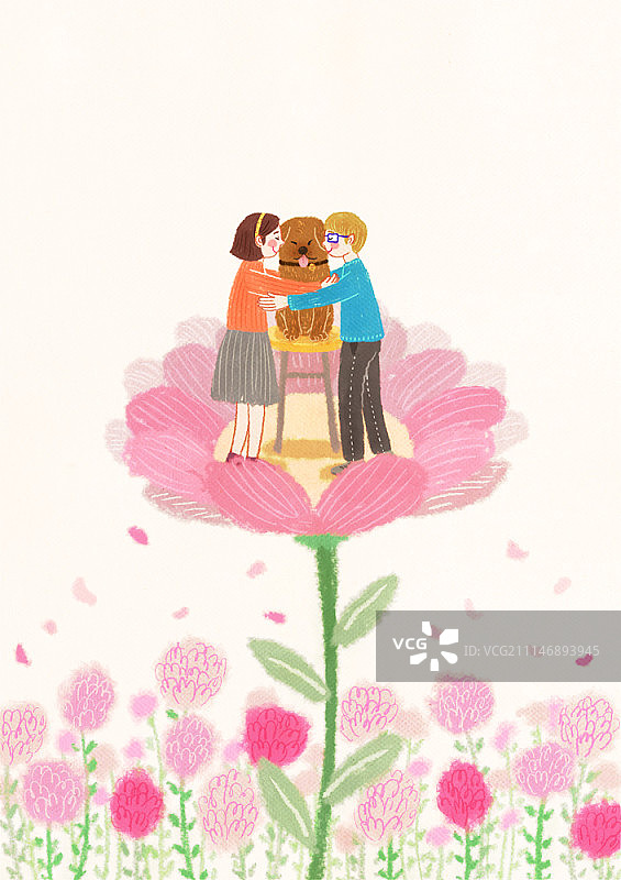 宠物护理、人与宠物插画图片素材