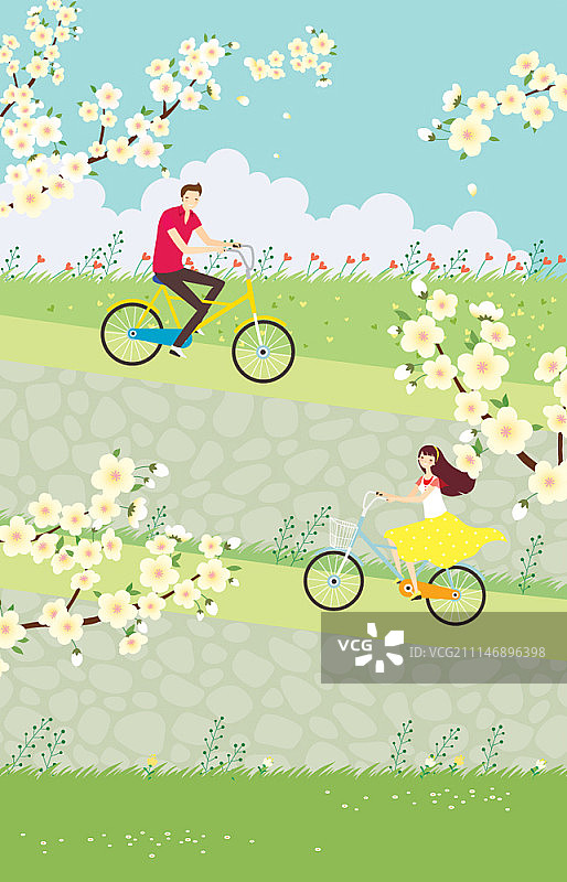 骑自行车的男人和女人图片素材