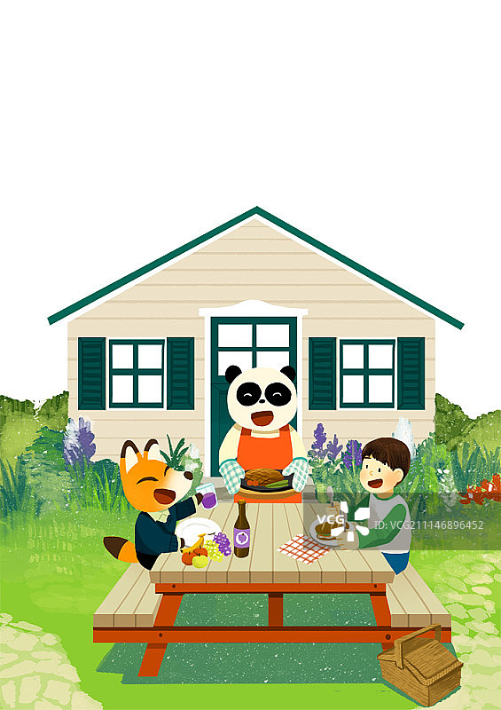儿童与动物的想象力插画图片素材