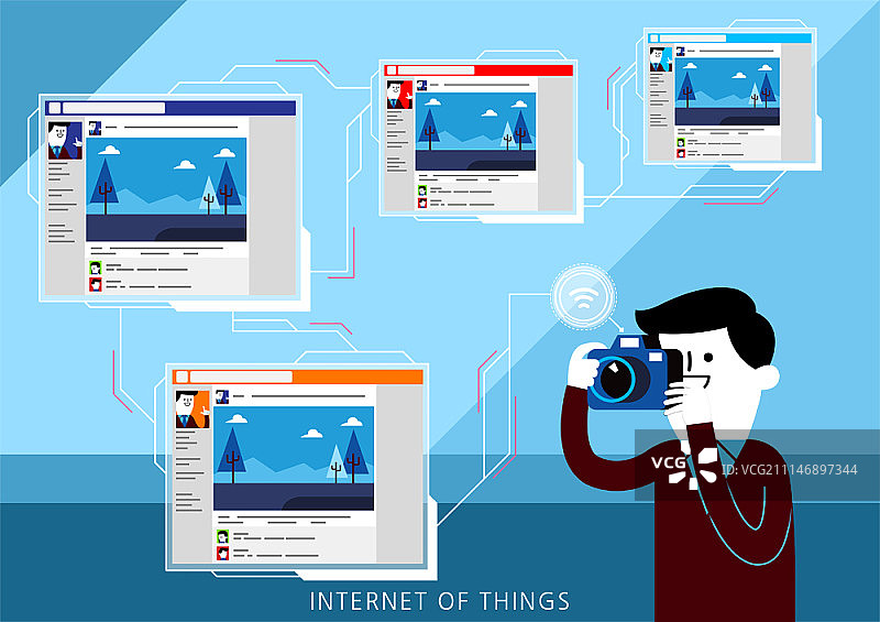 扁平风格的ICT概念插画图片素材