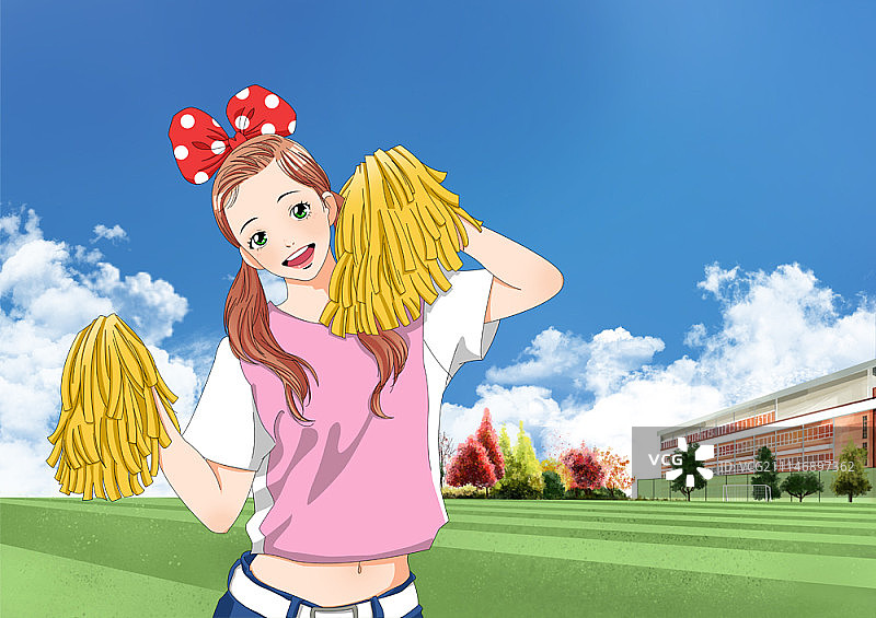 卡通风格的高中生插画图片素材