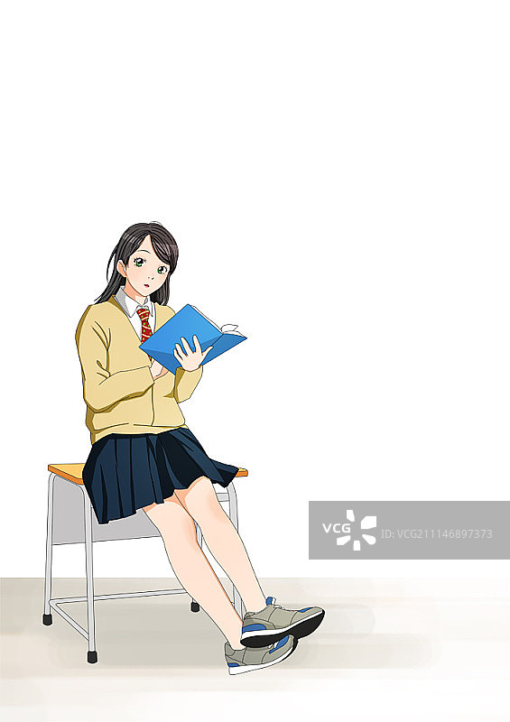 卡通风格的高中生插画图片素材