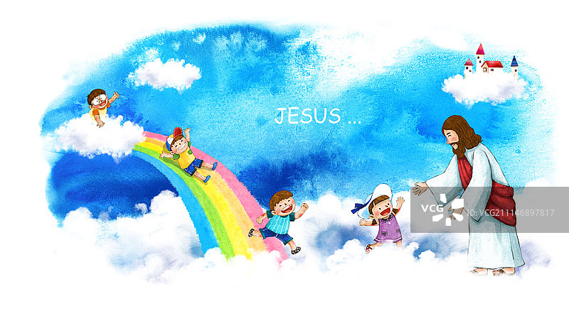 以耶稣和基督教为主题的插画图片素材