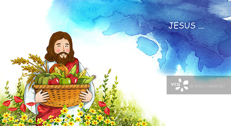 以耶稣和基督教为主题的插画图片素材