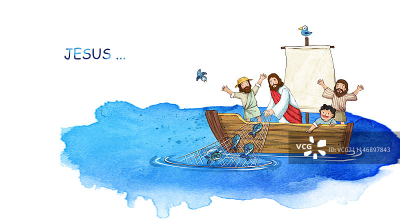 以耶稣和基督教为主题的插画图片素材