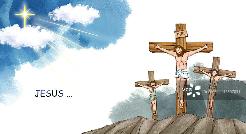 以耶稣和基督教为主题的插画图片素材