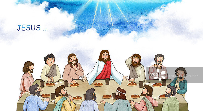 以耶稣和基督教为主题的插画图片素材