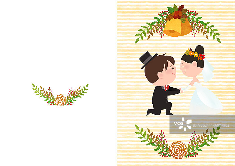 婚礼请柬插画图片素材