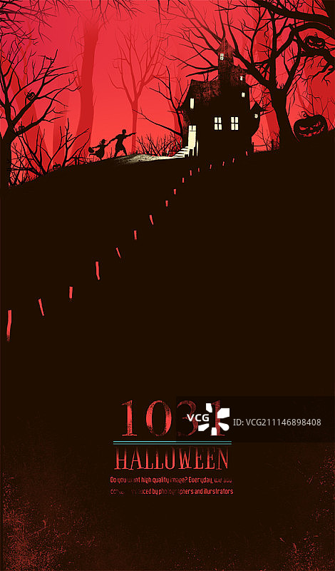 万圣节恐怖概念插画图片素材