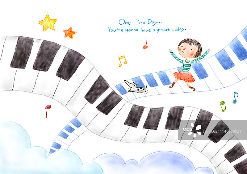 有想象力的女孩插画图片素材