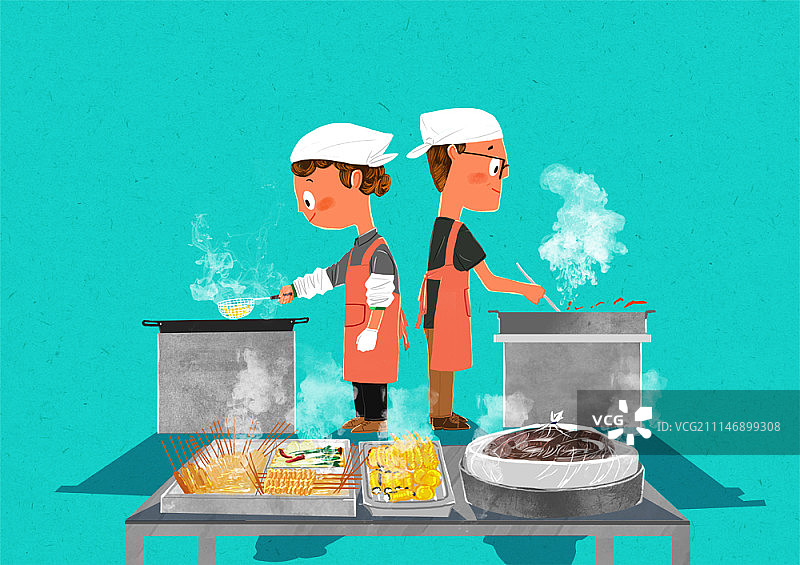 烹饪厨师概念插画图片素材