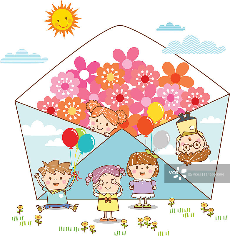 快乐的年轻儿童，矢量插画图片素材