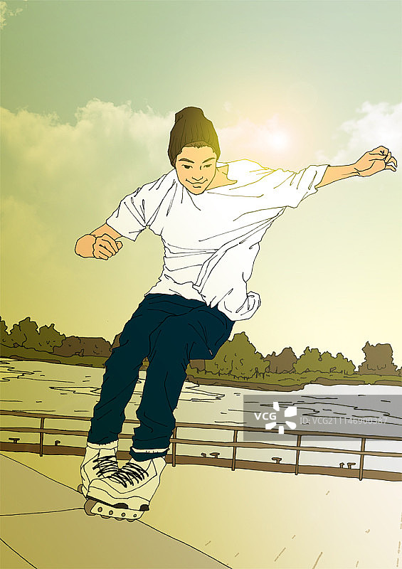 男人玩轮滑图片素材