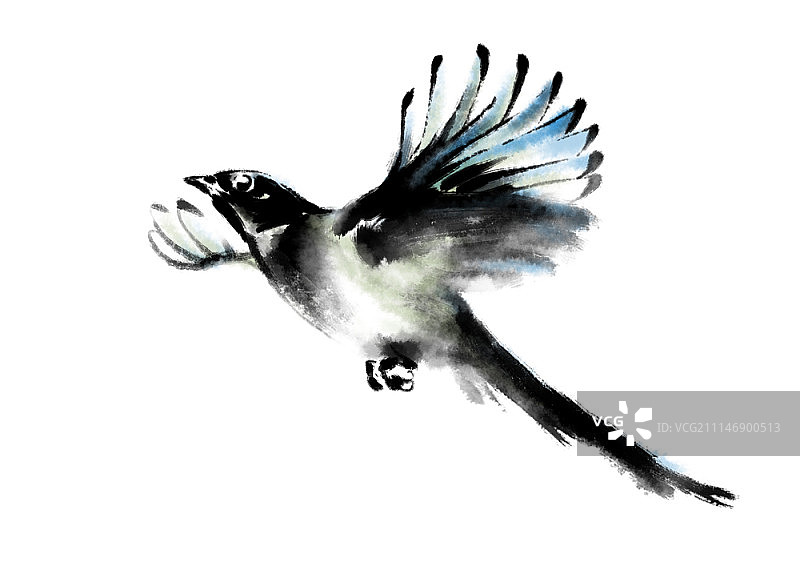 水墨喜鹊画图片素材