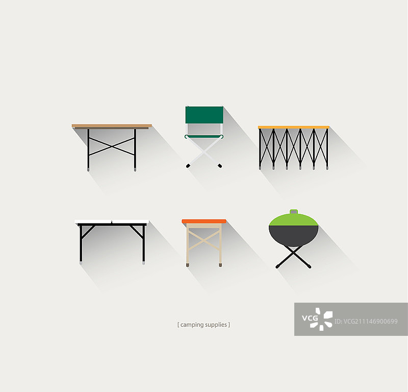 露营用品扁平图标集图片素材