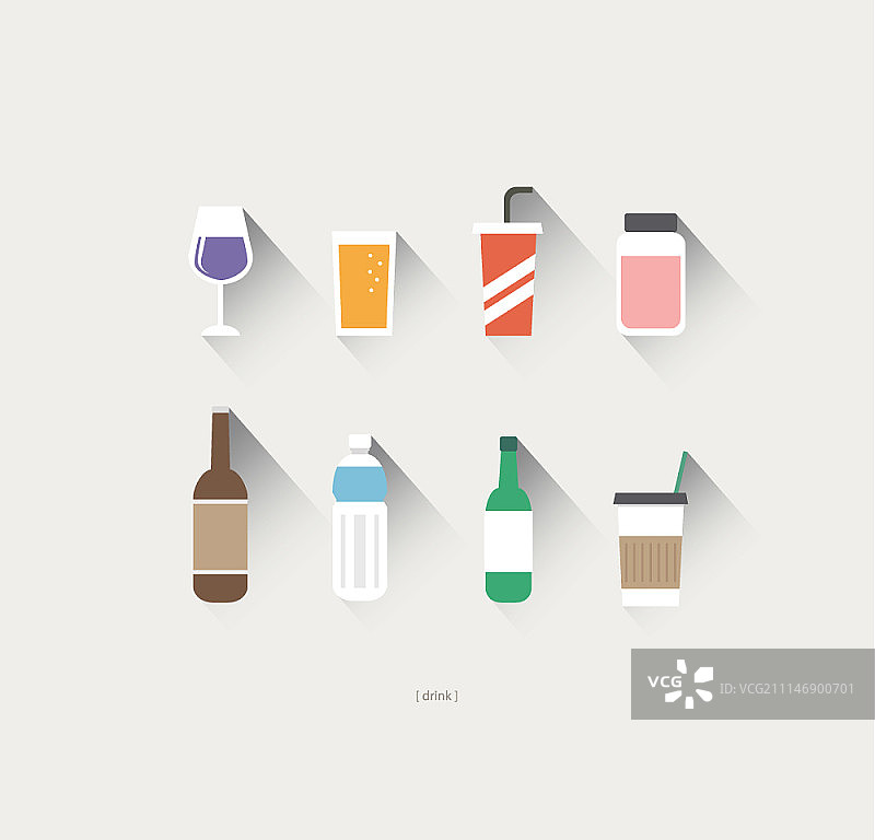 饮料瓶扁平图标集图片素材