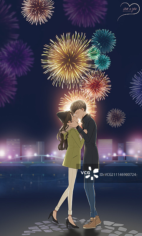 年轻情侣约会插画图片素材