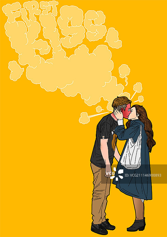 情侣与字母插画图片素材