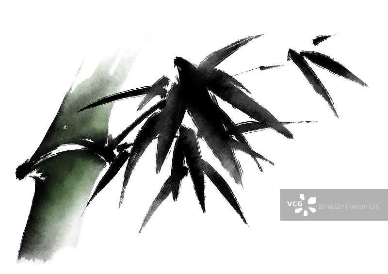 竹叶水墨画图片素材