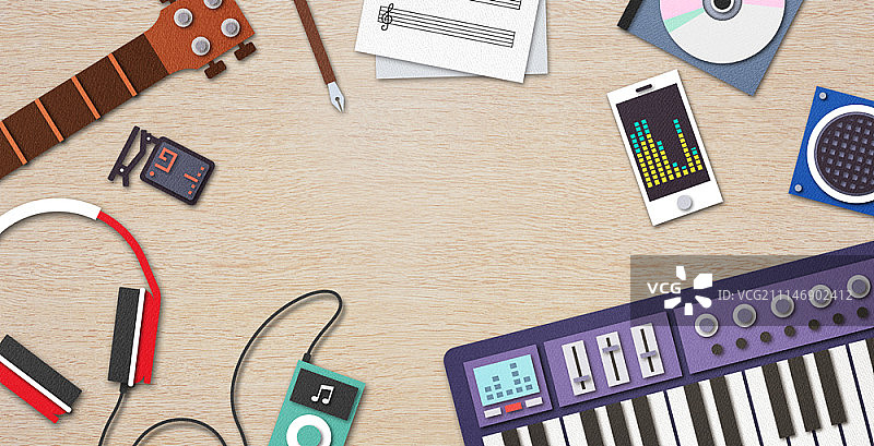 乐器扁平风格插画图片素材