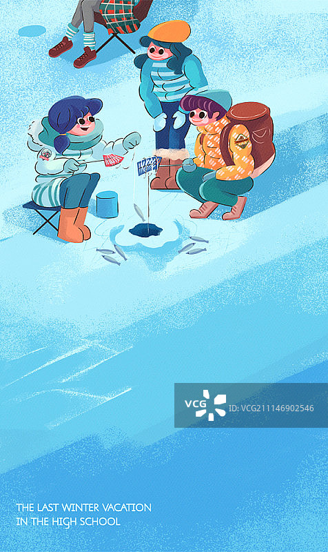 人们享受冬季假期的插图图片素材