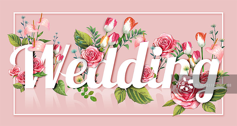 婚礼字母插画图片素材