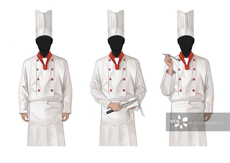 三位厨师的轮廓图片素材