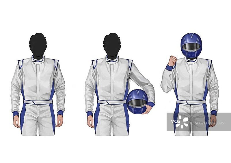 赛车手的三重剪影图片素材