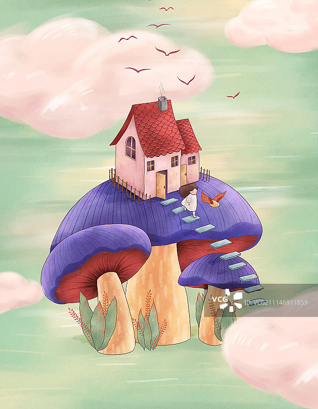 蘑菇上的家1-2图片素材