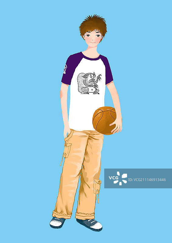 背景分离人物系列组图共3000多幅-抱着篮球的男孩图片素材