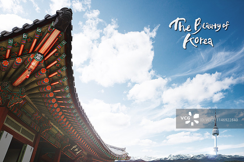 自然景观韩国文化瓦房韩屋传统村落图片素材