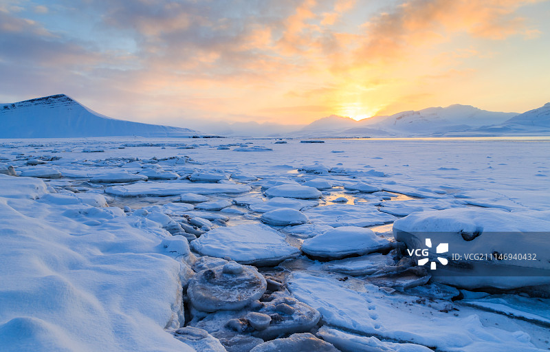 北冰洋日落图片素材