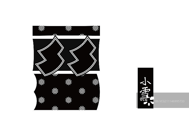 二十四节气标识-黑白-小雪图片素材