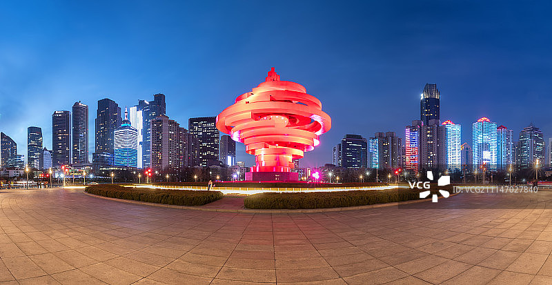 青岛五四广场夜景图片素材