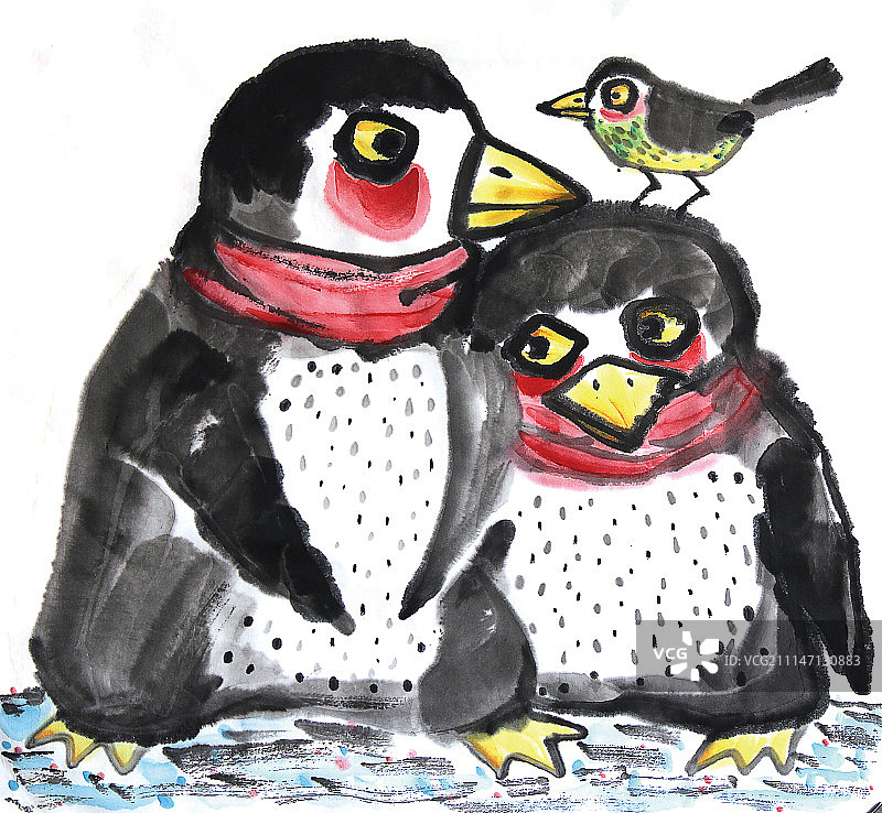 中国画水墨动物系列第一季共1000幅-相互依靠图片素材