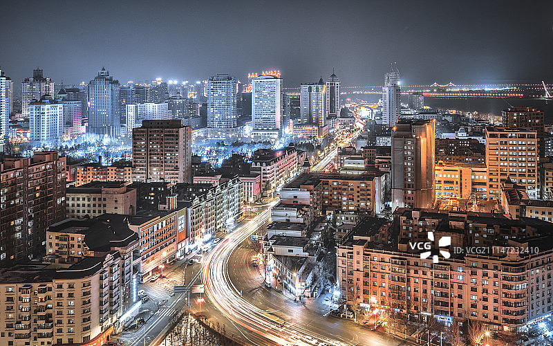 哈尔滨道里区城市夜景图片素材